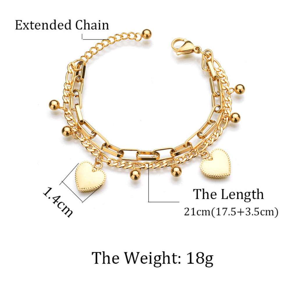 Heart Charm Bracelet for Girls & Women